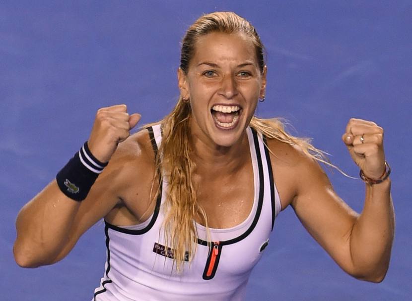 Australian Open, ottavi: la felicità Dominika Cibulkova dopo la vittoria 6-2, 6-3, 6-3 su Victoria Azarenka (Afp)